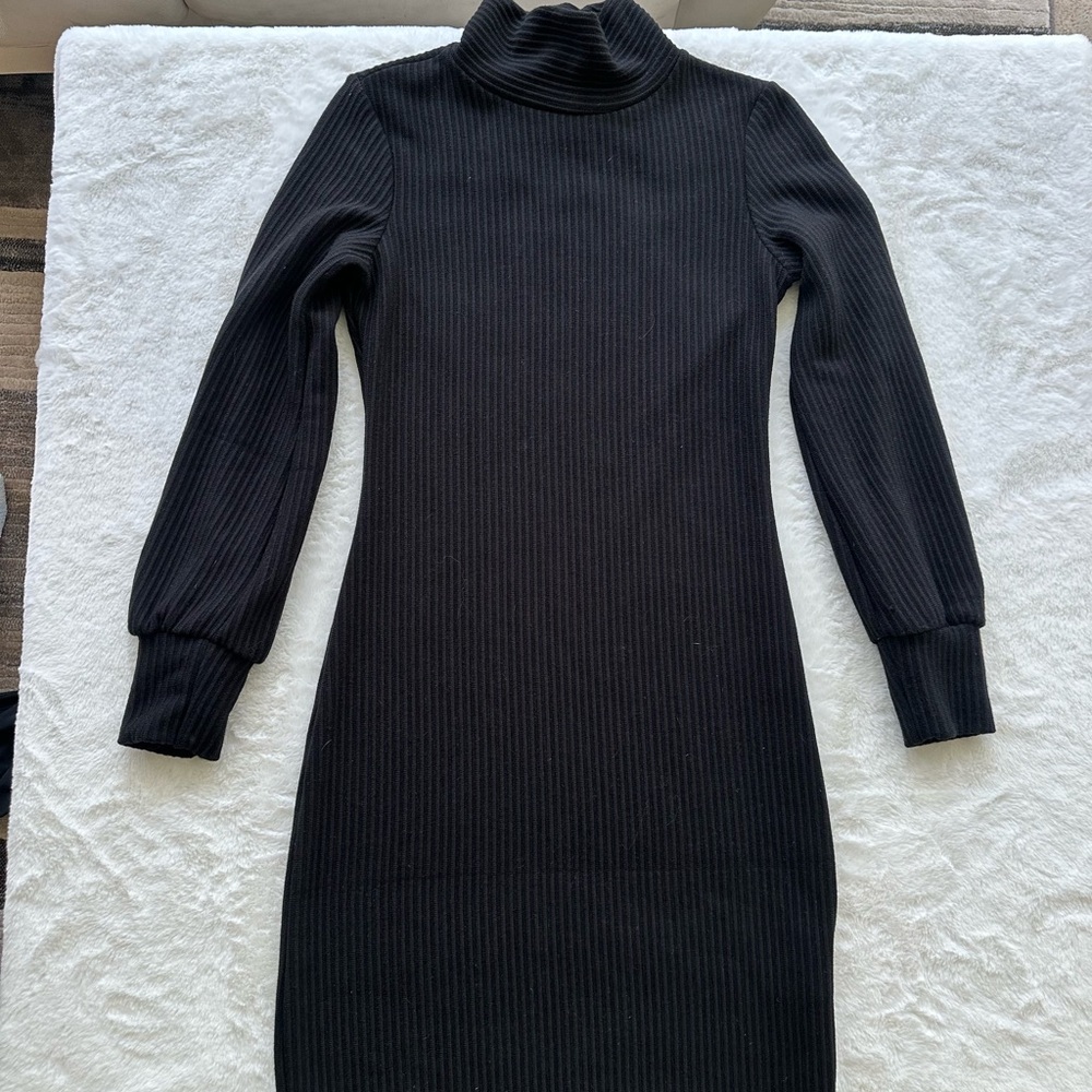 Tash + Sophie Elegant Black Turtleneck Dress